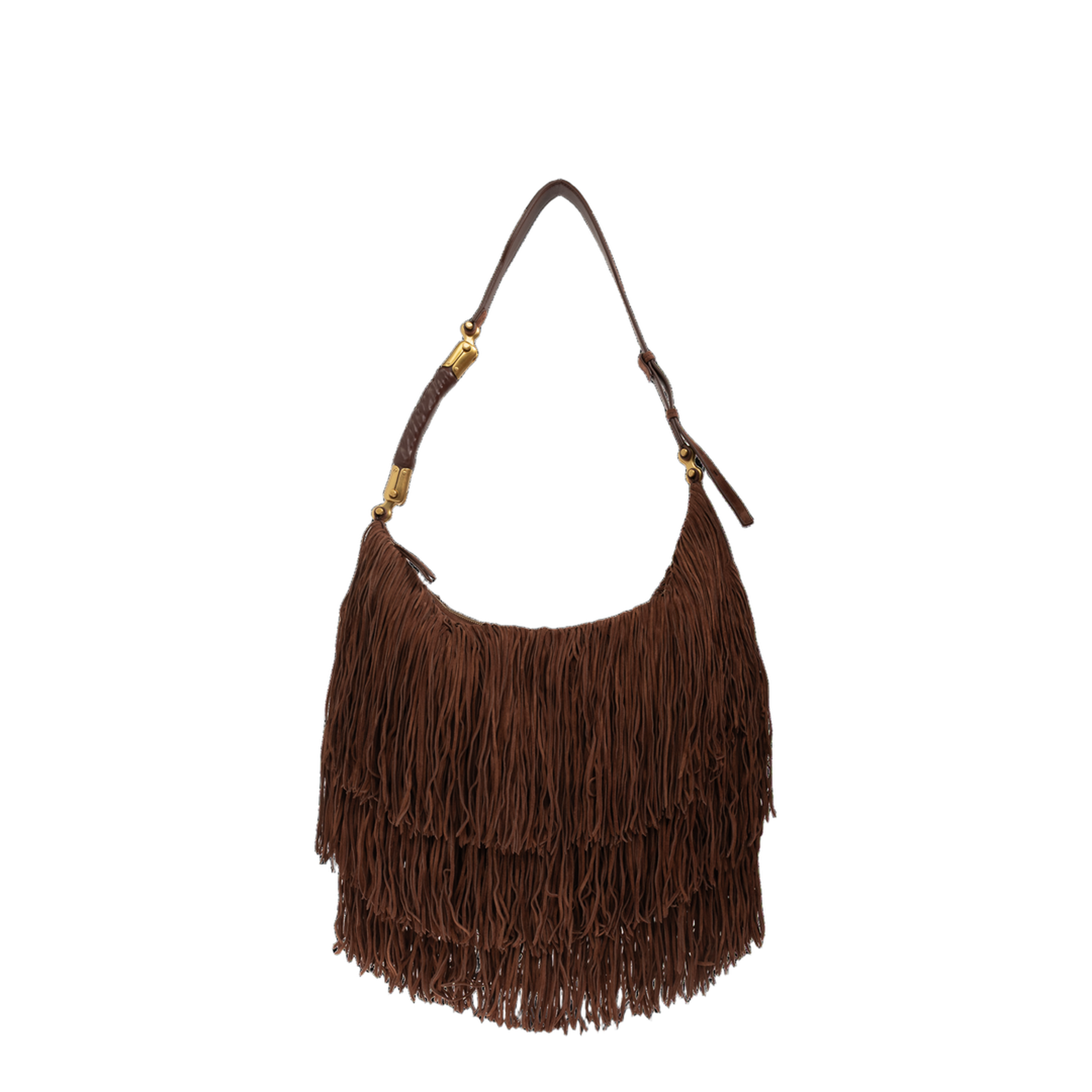 Ébène Large Suede Hobo Bag - Dark Brown - Image 1