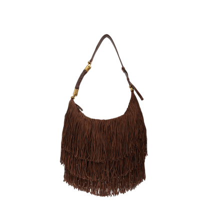 Ébène Large Suede Hobo Bag - Dark Brown - Image 1