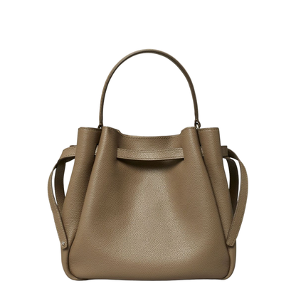 Romy Pebbled Leather Bucket Bag - Soft Cement - Image 5