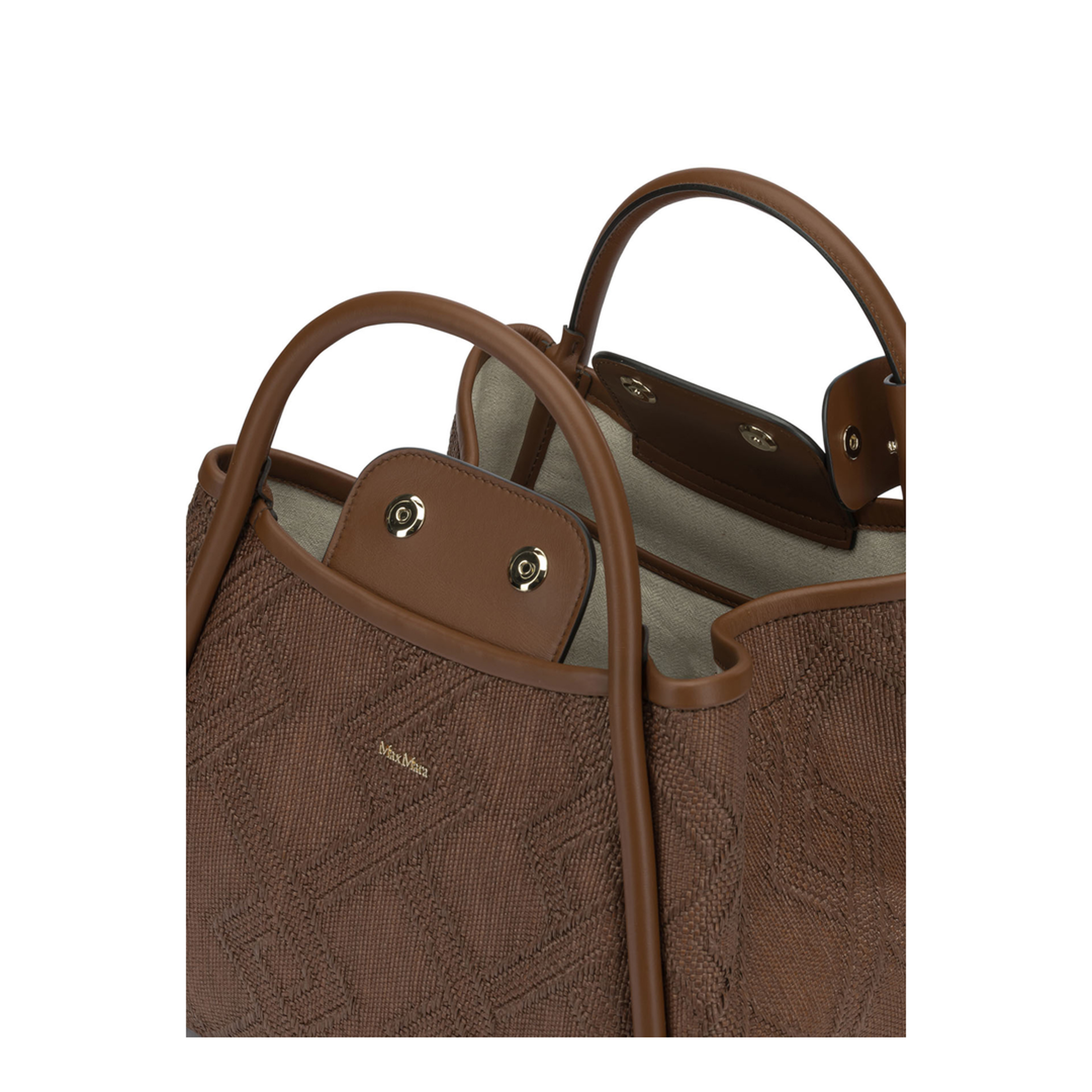 Marine Medium Raffia-Effect Handbag - Brown - Image 5