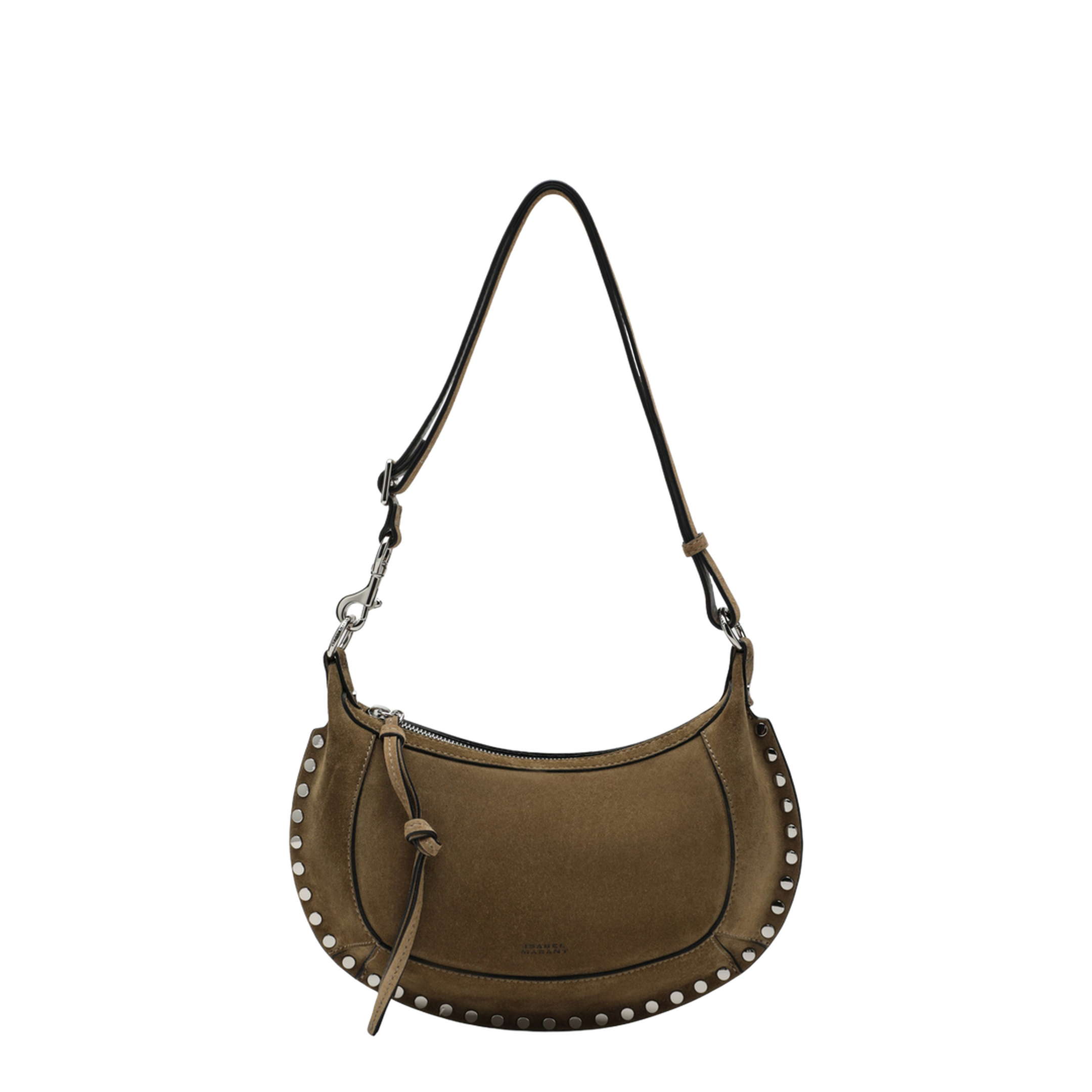 Oskan Moon Suede Calfskin Leather Shoulder Bag - Taupe - Image 1