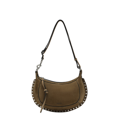 Oskan Moon Suede Calfskin Leather Shoulder Bag - Taupe - Image 1