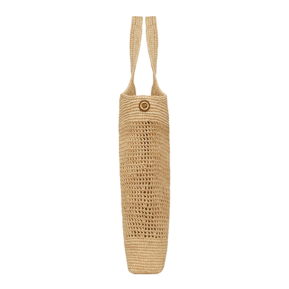 Icare Maxi Raffia Shopping Bag - Naturel and Brown Gold - Image 5