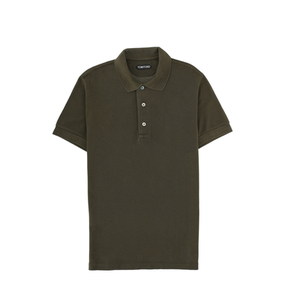 Cotton Piqué Polo Shirt in Green - Image 1