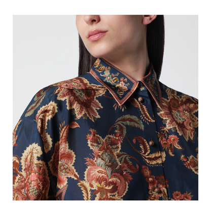 Aster Relaxed Navy Jacobean Shirt - Image 2