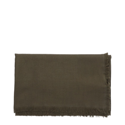 Wool and Silk Jacquard Shawl in Forrest Green - Image 1