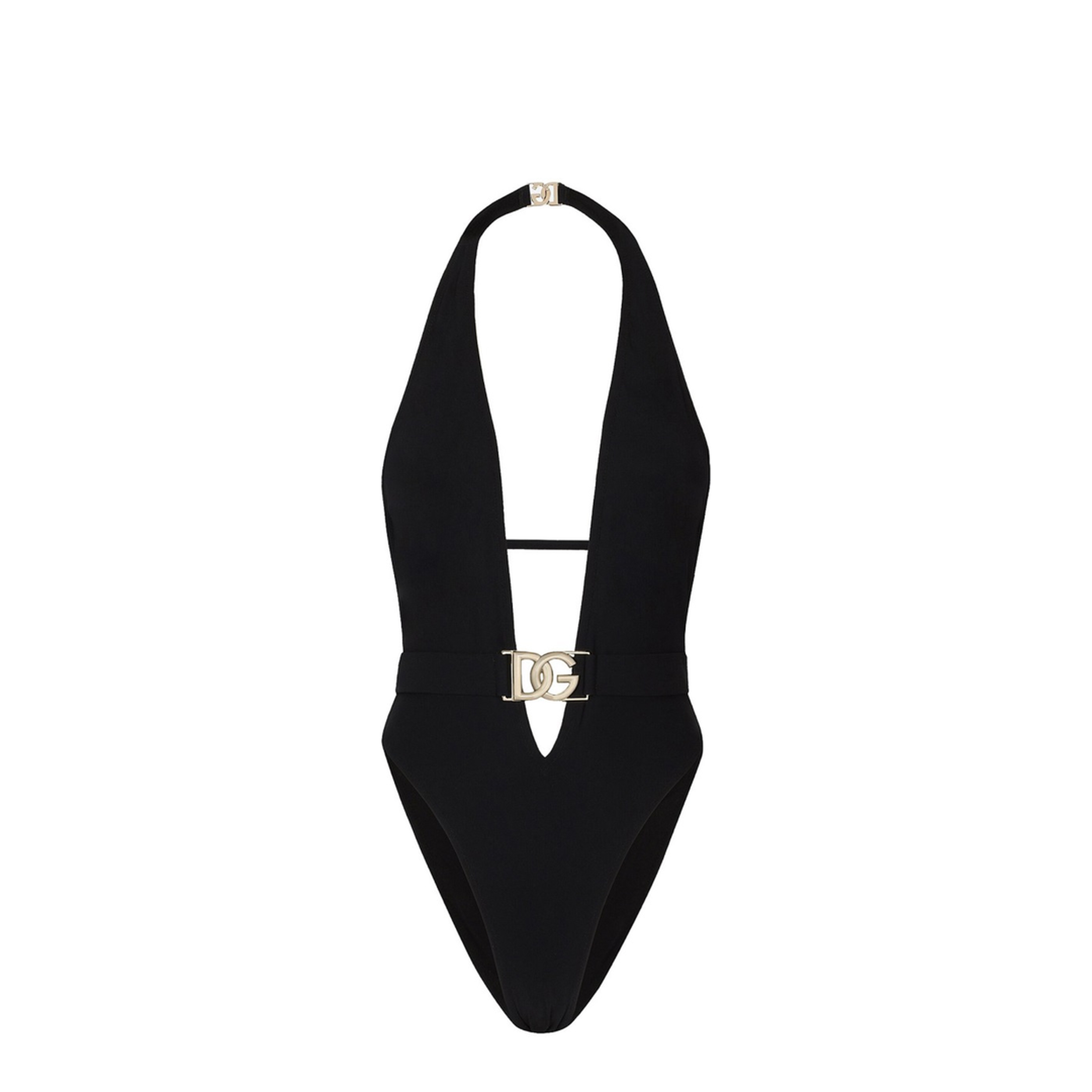 One-piece Swimsuit with Plunging Neck and Belt - Image 1