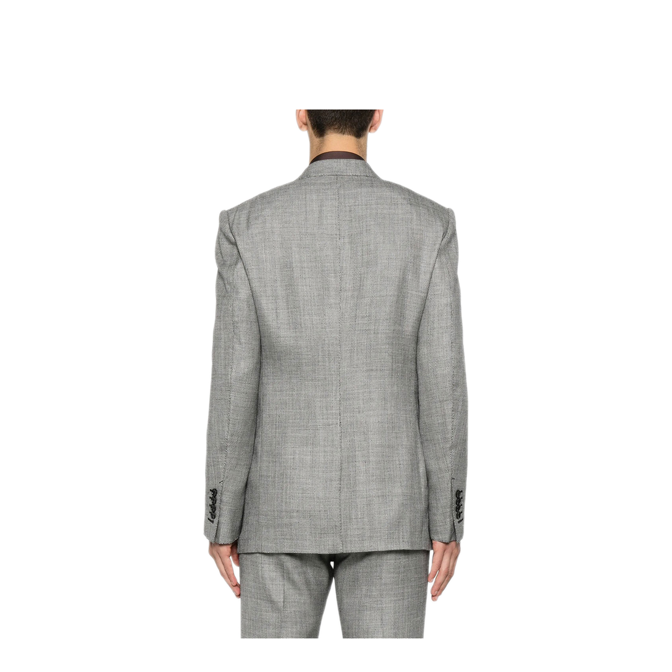 Herringbone-Pattern Wool Blend Blazer - Image 4