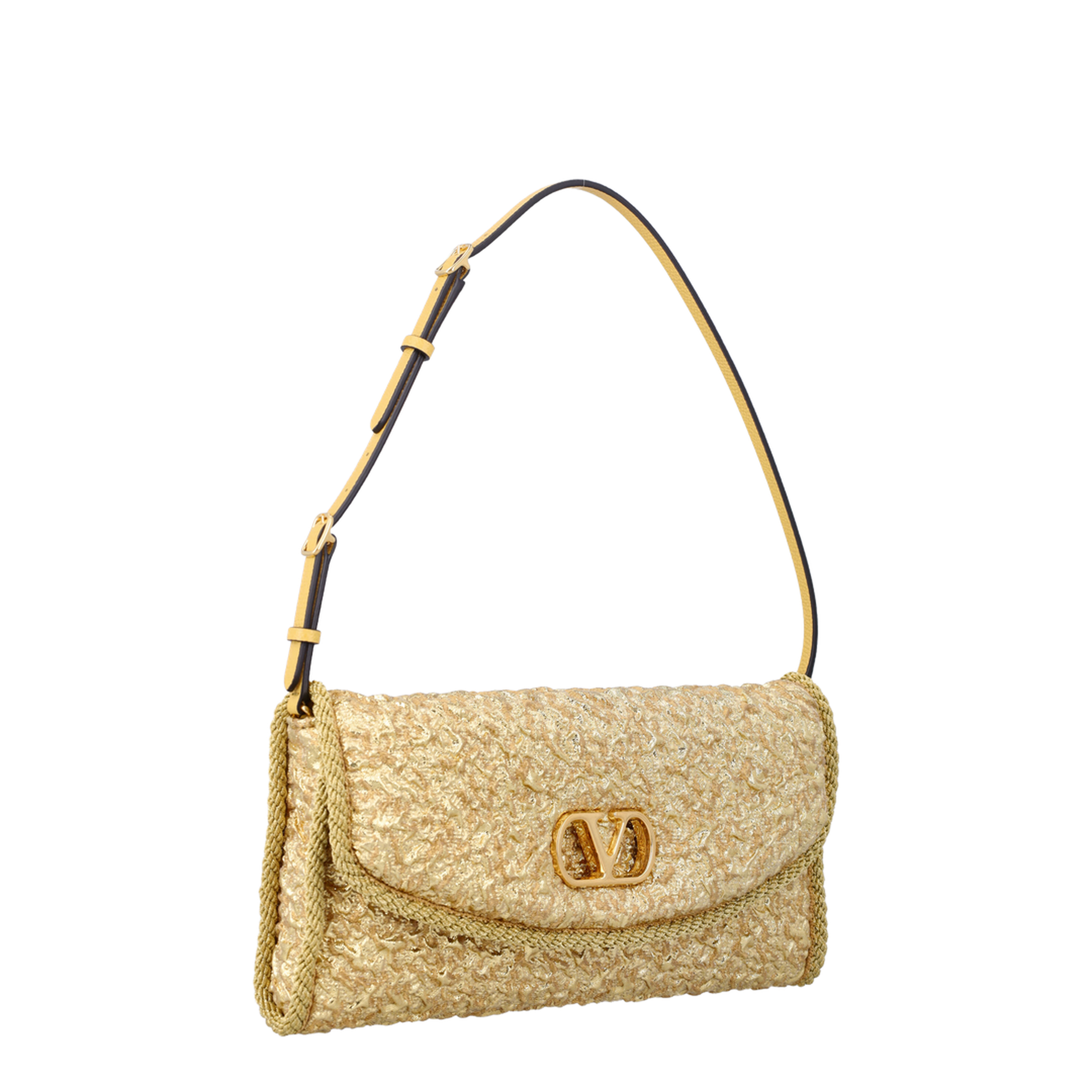 DeVain Small Cloqué Jacquard Shoulder Bag - Gold - Image 2
