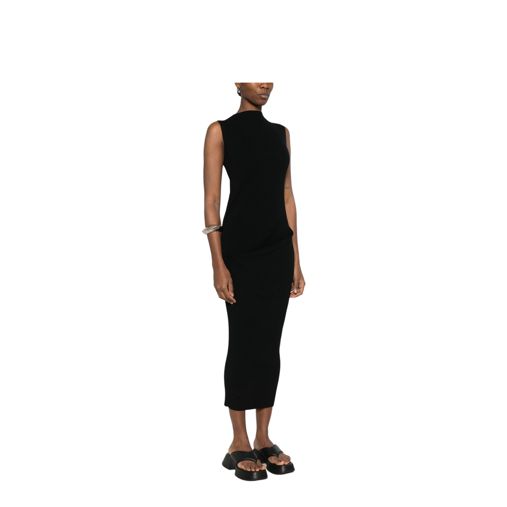 Knitted Long Dress Black - Image 2