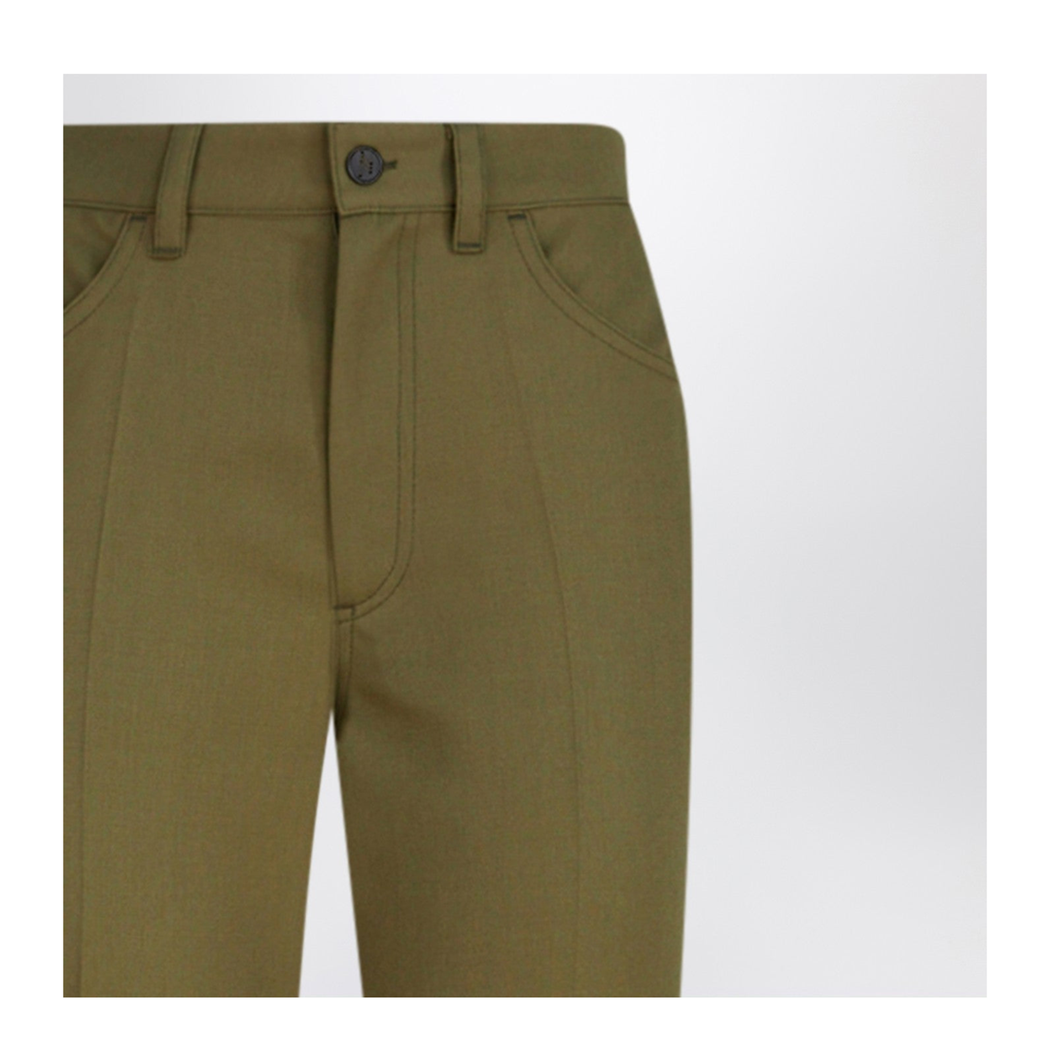 Military Green Wool Gabardine Trousers - Image 2