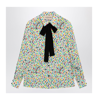Multicolored Silk Blouse with Lavallière - Image 1