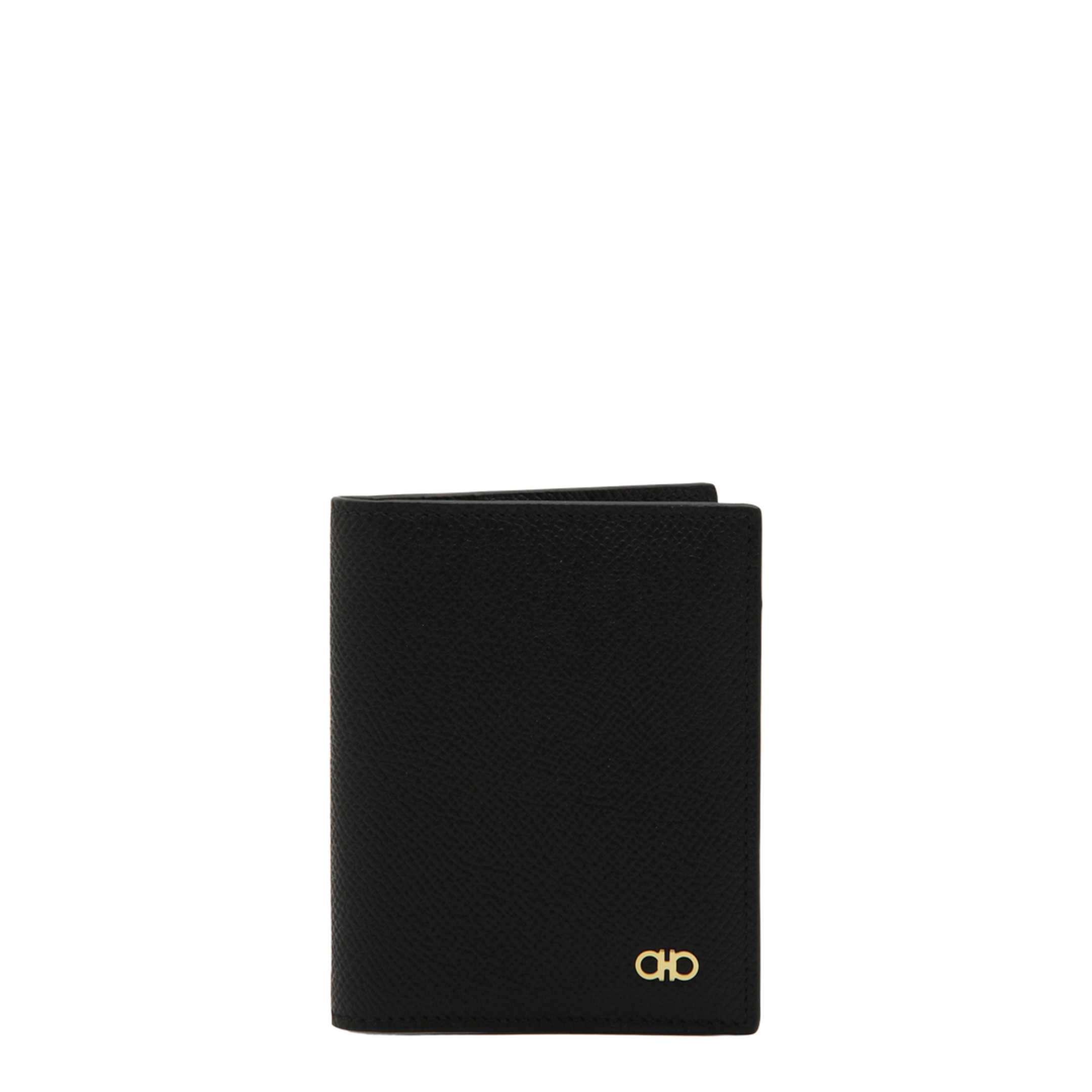 Gancini Credit Card Holder Calfskin Leather - Black - Image 1