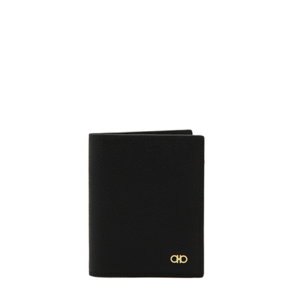 Gancini Credit Card Holder Calfskin Leather - Black - Image 1