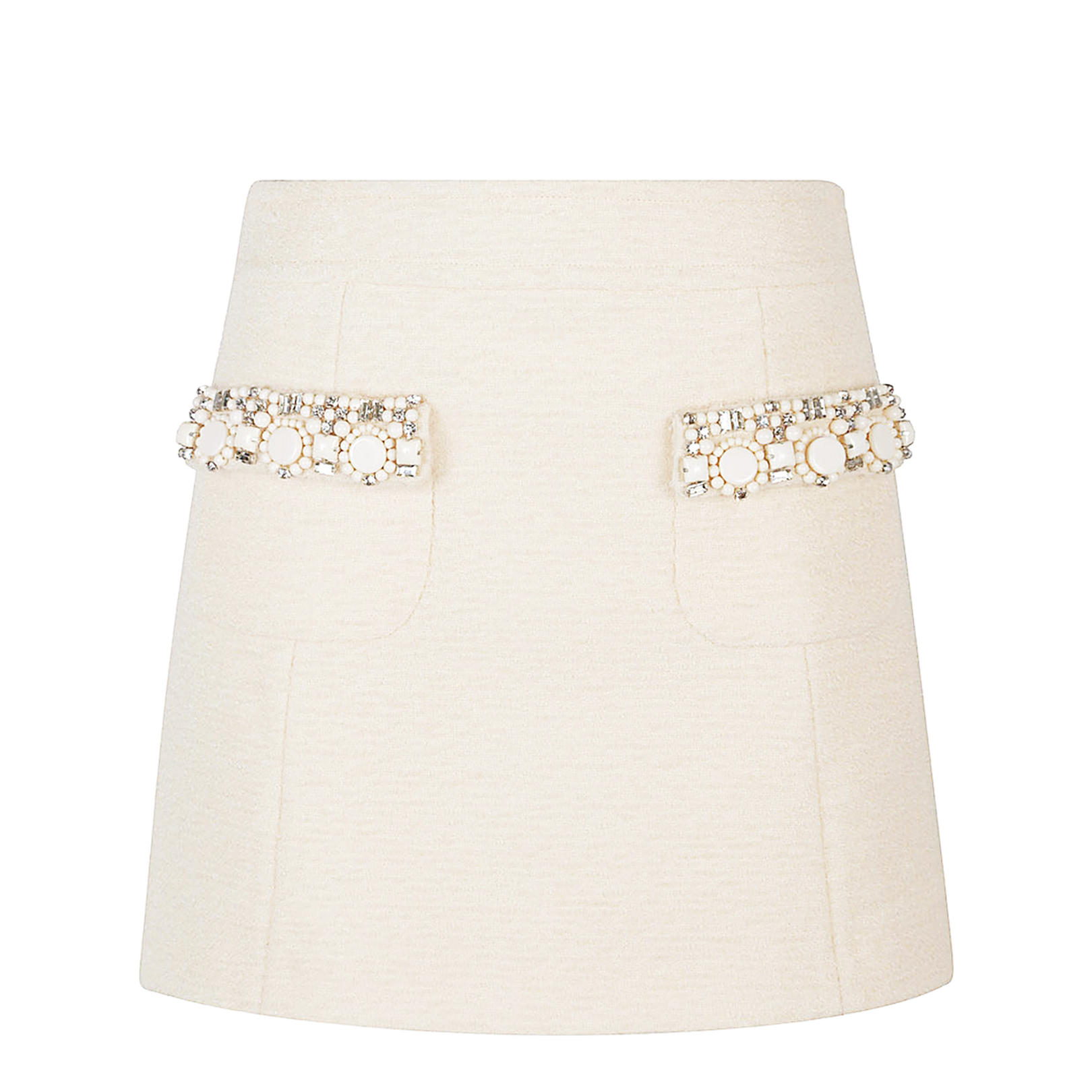 Embroidered Mini Skirt in Bouclette Natté - Image 1