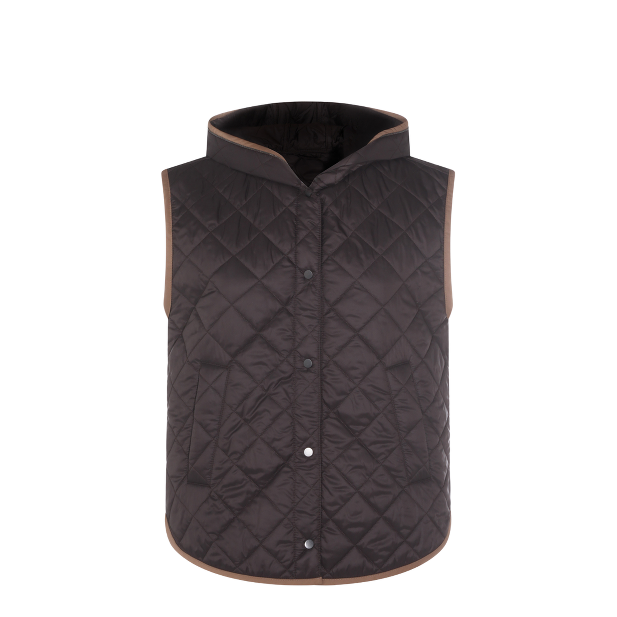 Padded Vest Nylon Brown - Image 2