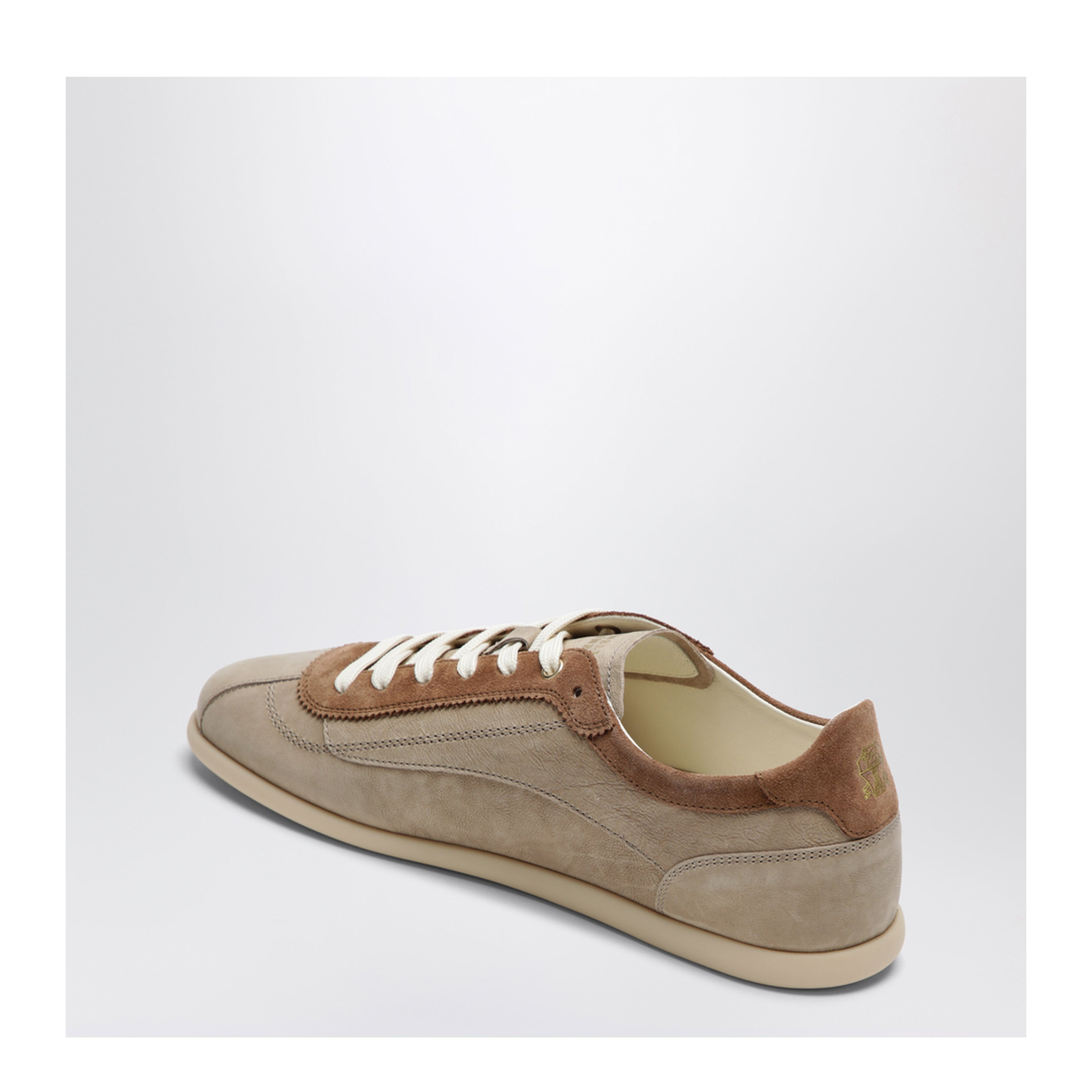 Beige Low-Top Suede Lace-Up Sneakers - Image 2