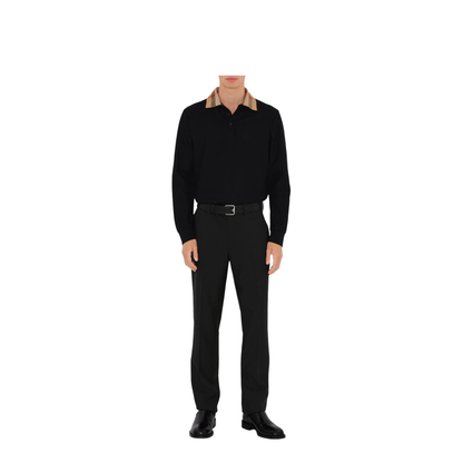 Beige Polo Shirt With Long Sleeves - Image 2