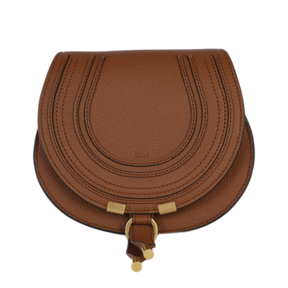 Marcie Small Grained Leather Shoulder Bags - Tan - Image 1