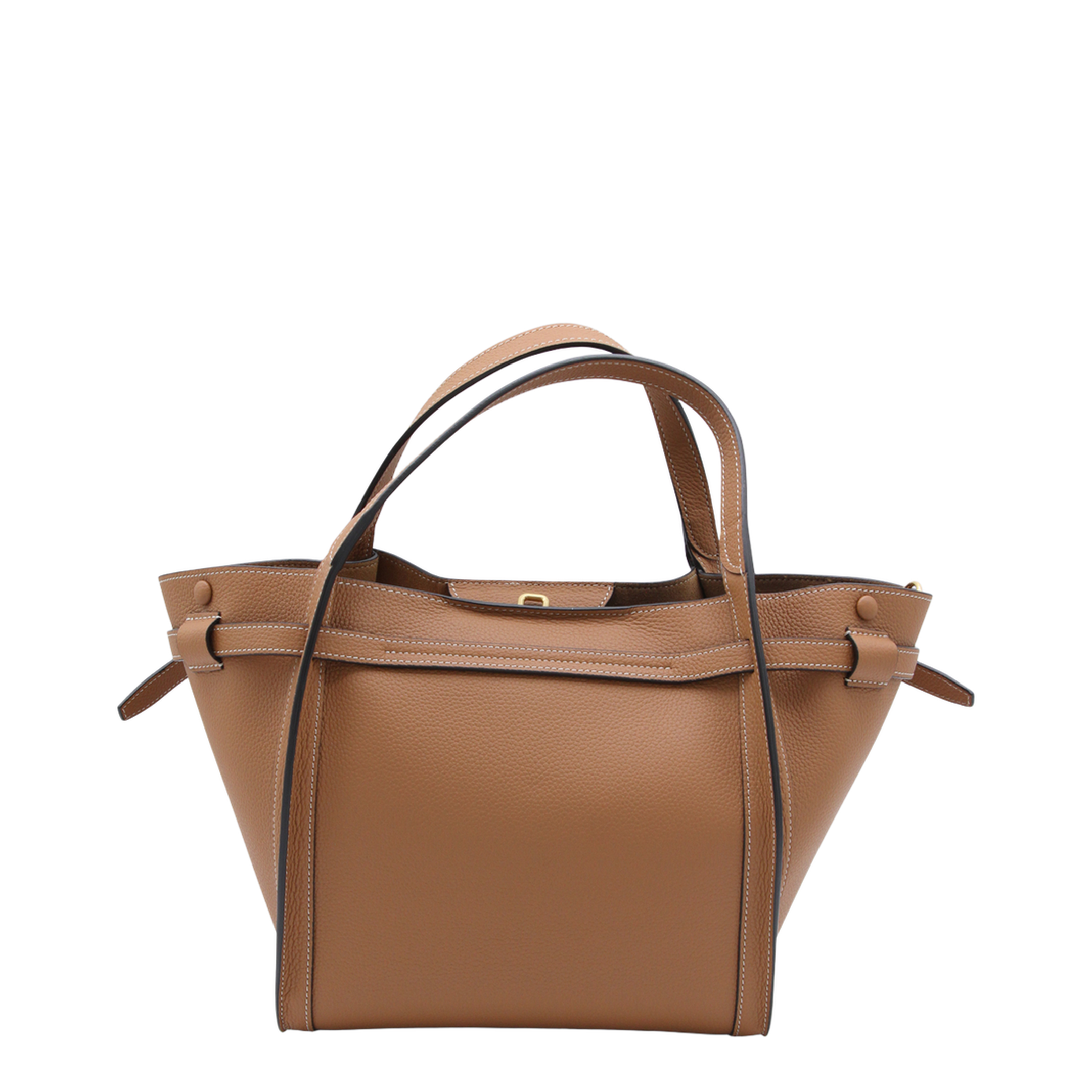T Timeless Small Calf Leather Shopping Bag - Camel/Brown - Image 4
