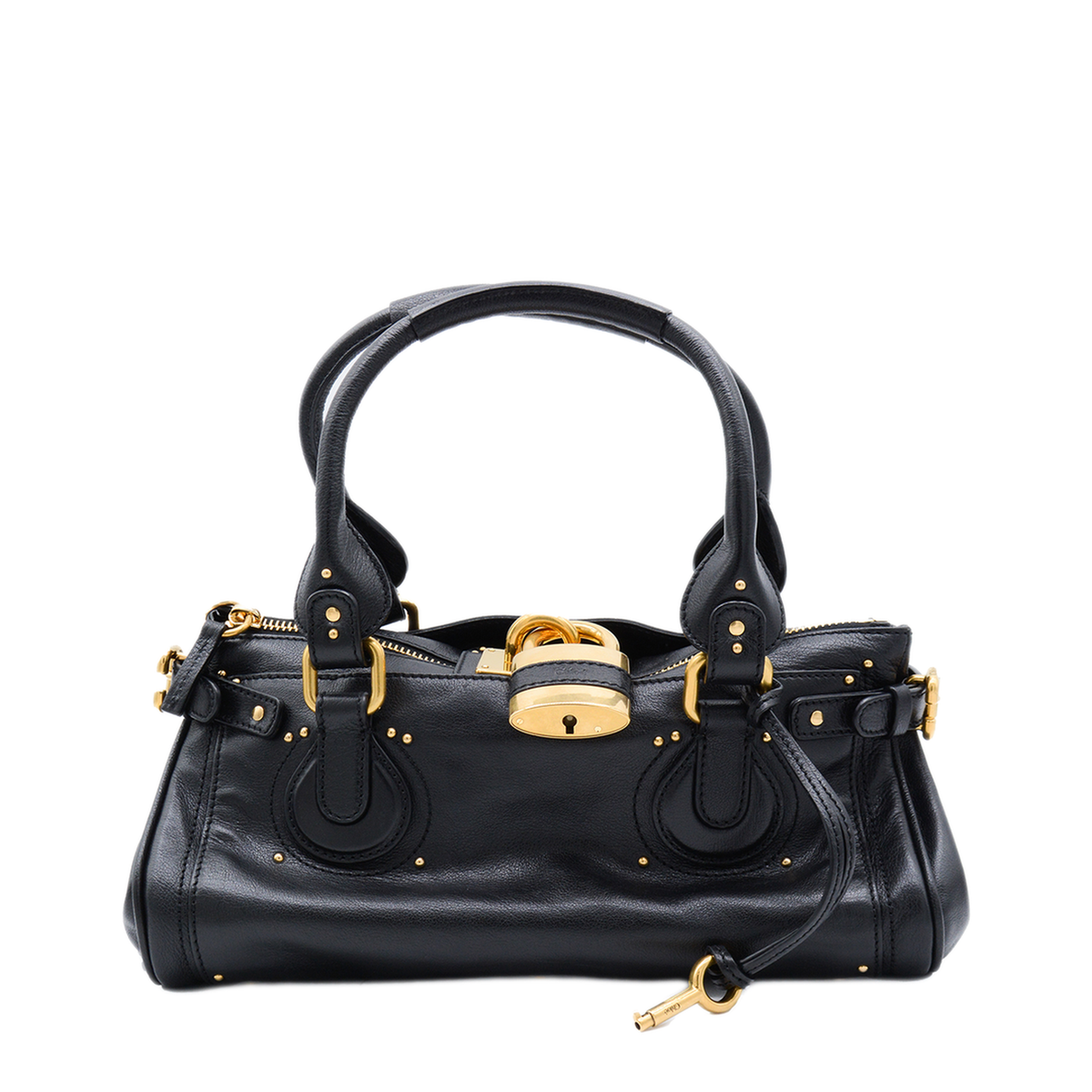 Paddington Grained Buffalo Leather Shoulder Bag - Black - Image 1