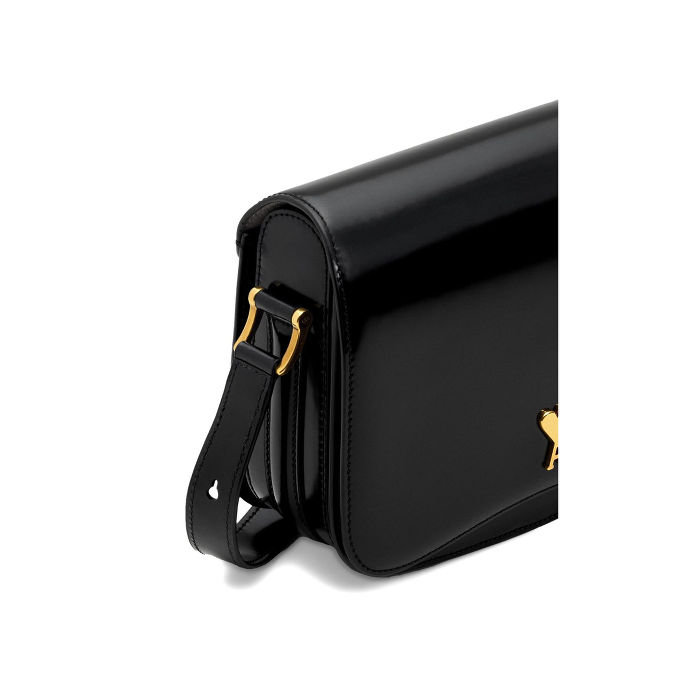 Black Glazed Leather Bag - Image 6