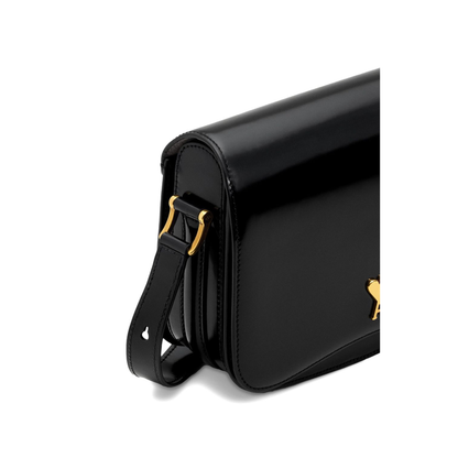 Black Glazed Leather Bag - Image 6
