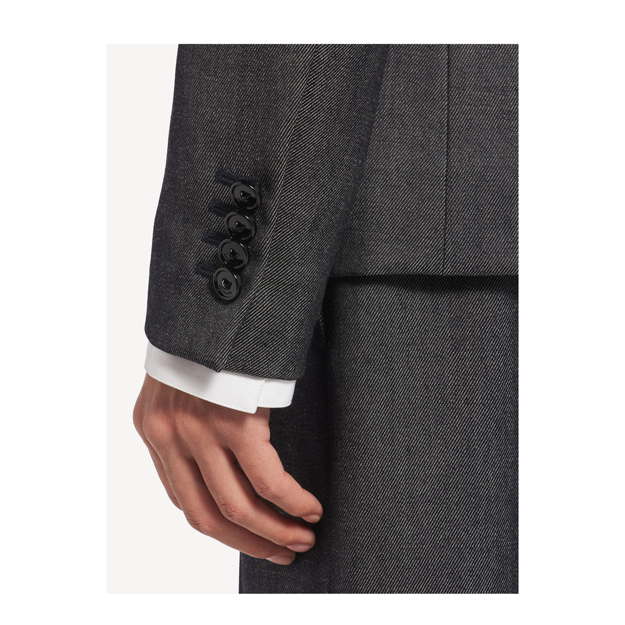 Double-Breasted Tailored Jacket in Wool Twill in Denim Look - Image 6