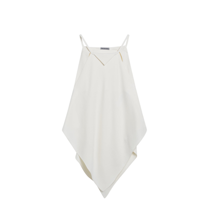 Scarf-inspired Wool and Silk Crepe Top in Ivory - Image 1