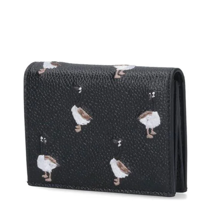 Goose Embroidered Pebbled Calf Leather Bifold Wallet - Black - Image 2