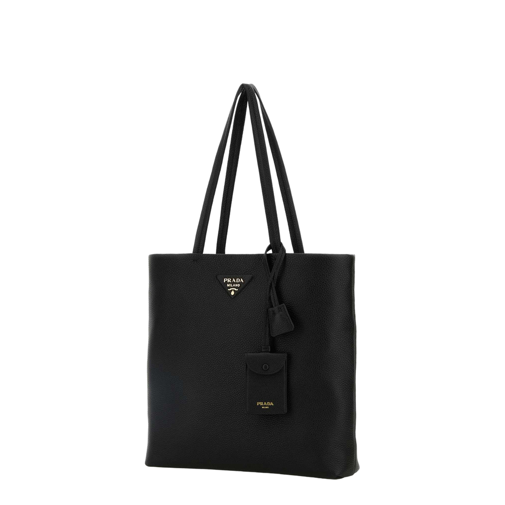Black Grained Leather Shopping Bag - Image 2