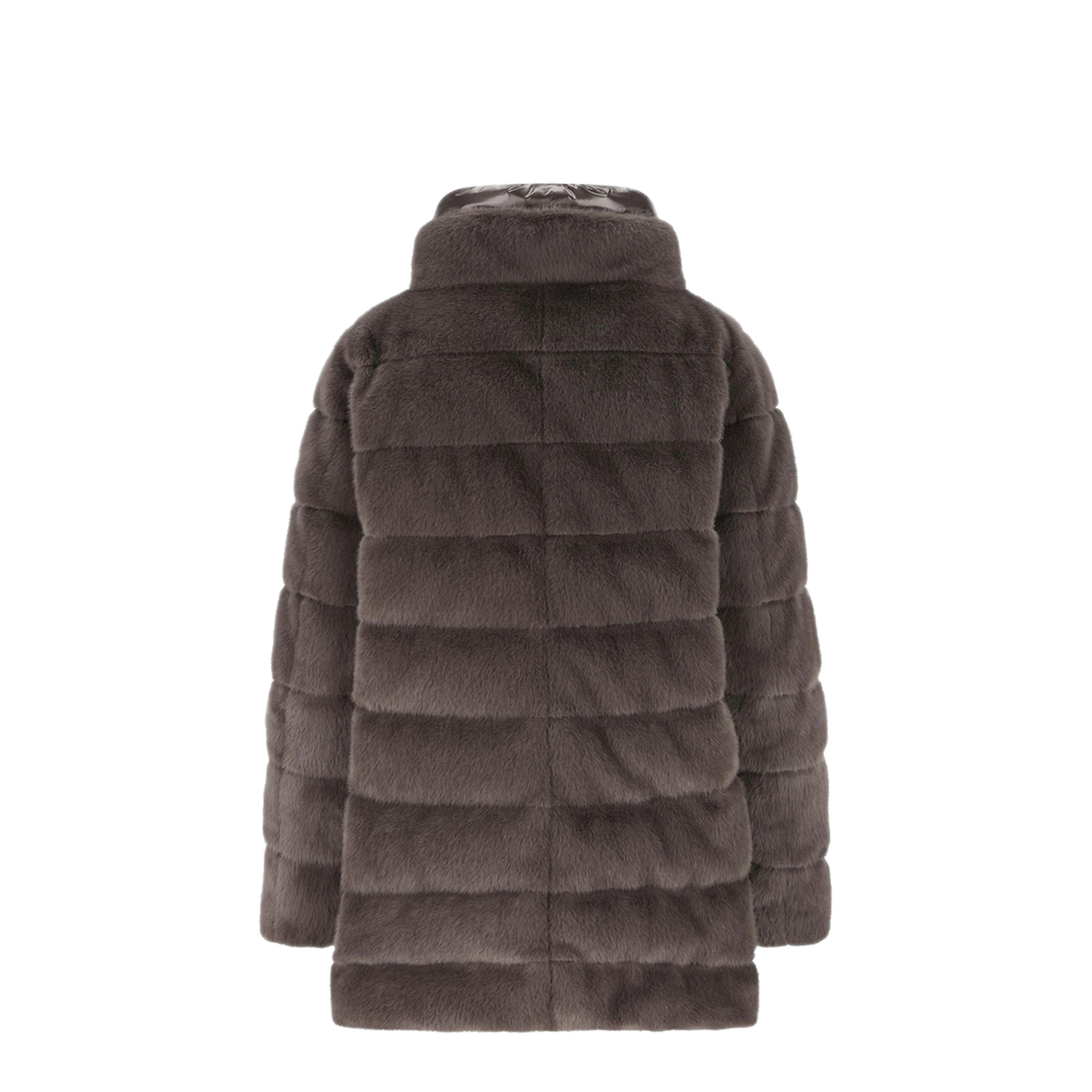Faux Fur High Neck Down Jacket - Image 2