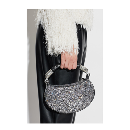 Ébène Mini Suede Top-Handle Bag - Silver - Image 2
