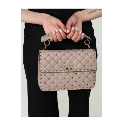 Antique Pink Nappa Leather Medium Rockstud Spike Handbag - Image 5