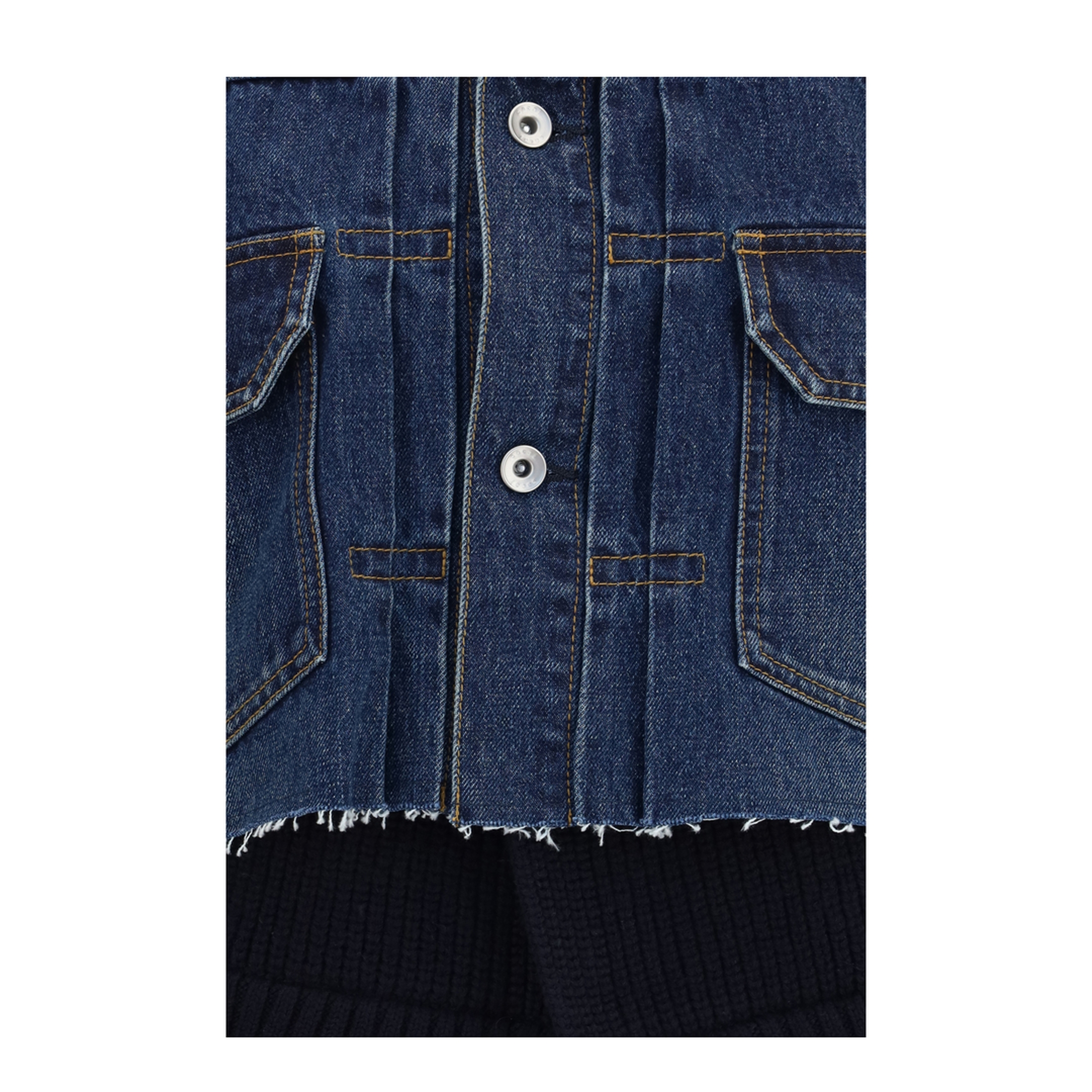 Denim Jacket with Wool Knit Layer - Image 3