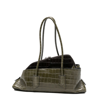 La Passeggiata Small Crocodile-Printed Calf Leather Top Handle Bag - Green Degradee - Image 1