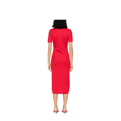 Fitted Midi Dress Red - Image 4