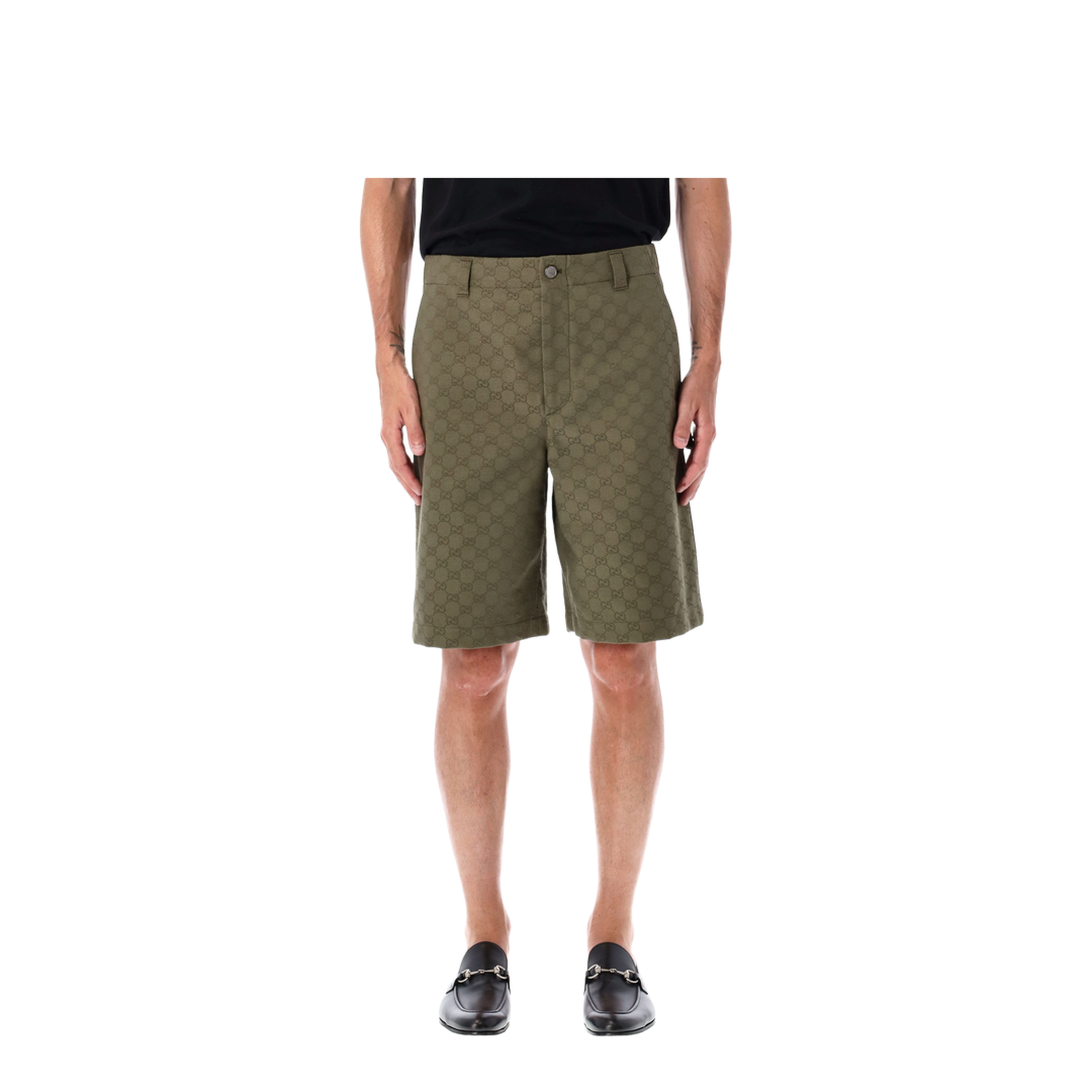 GG Canvas Shorts in Forest Green - Image 1