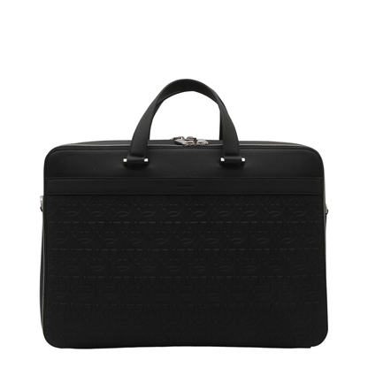 Salvatore Black Leather Business Gancini Top Handle Bag - Image 5