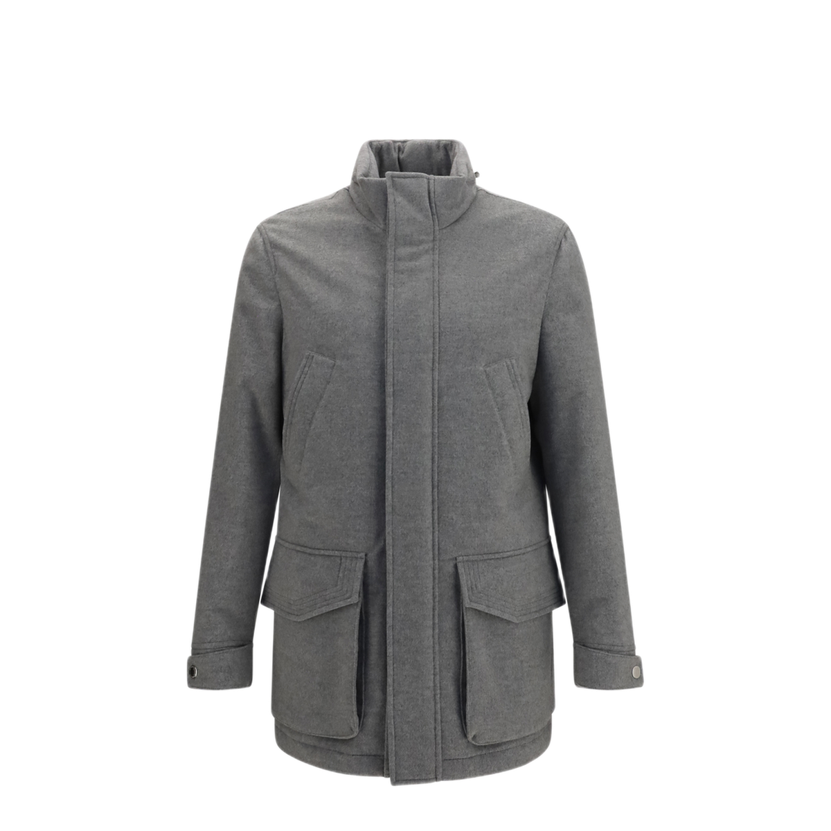 Cashmere Jacket With Zip And Buttons - Image 1