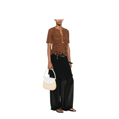 Pescador Medium Raffia/Calfskin Bag - Natural/White - Image 3