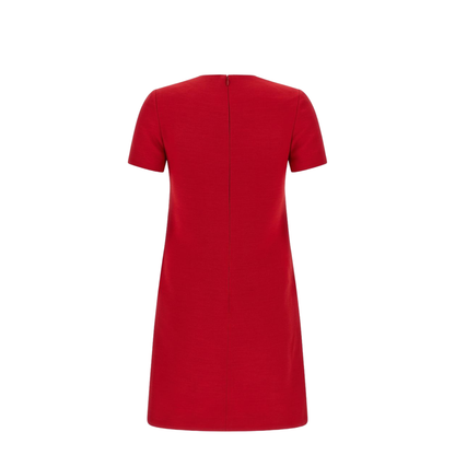 VLogo Wool and Silk Mini Dress - Red - Image 3