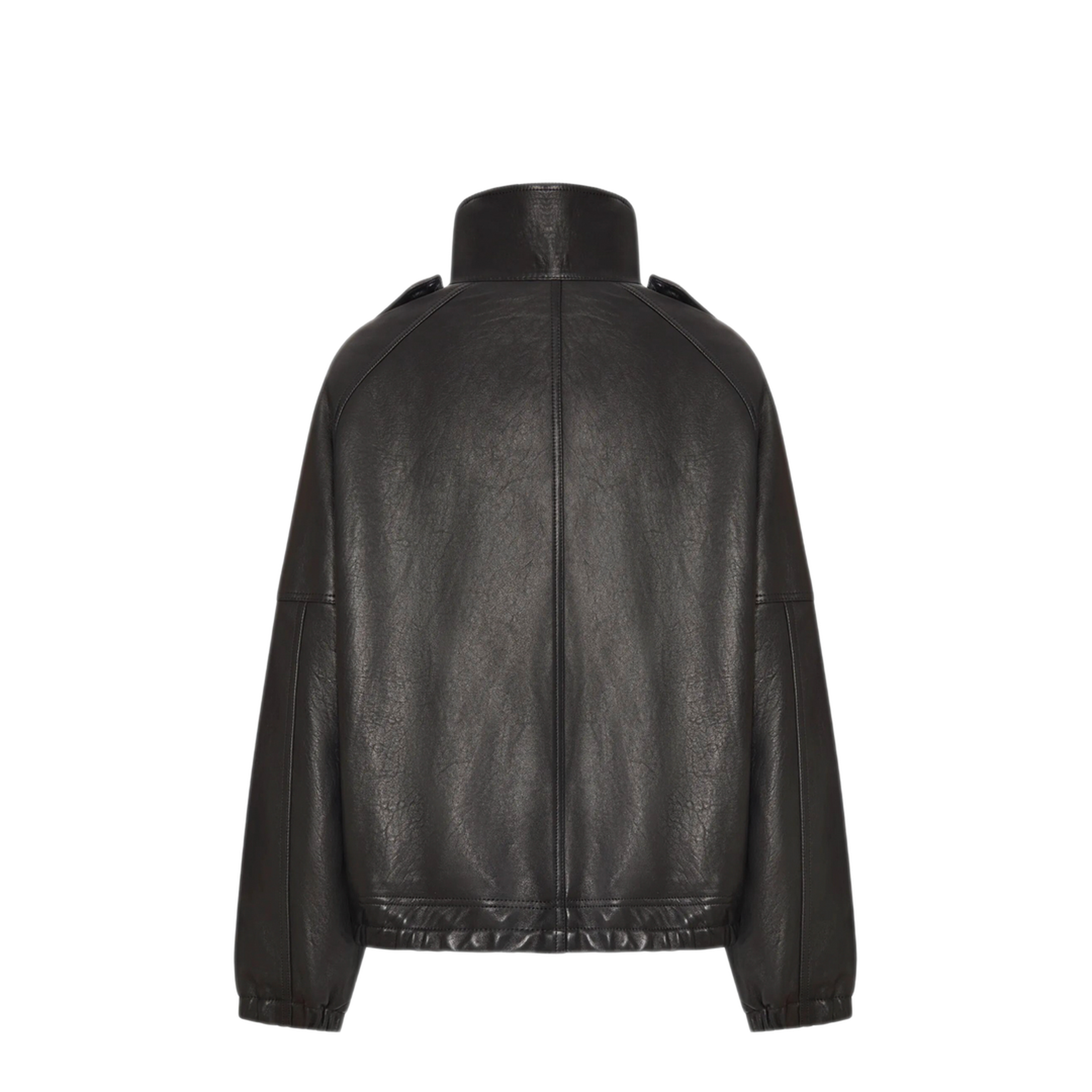 High-Neck Oversized Leather Jacket - Image 2