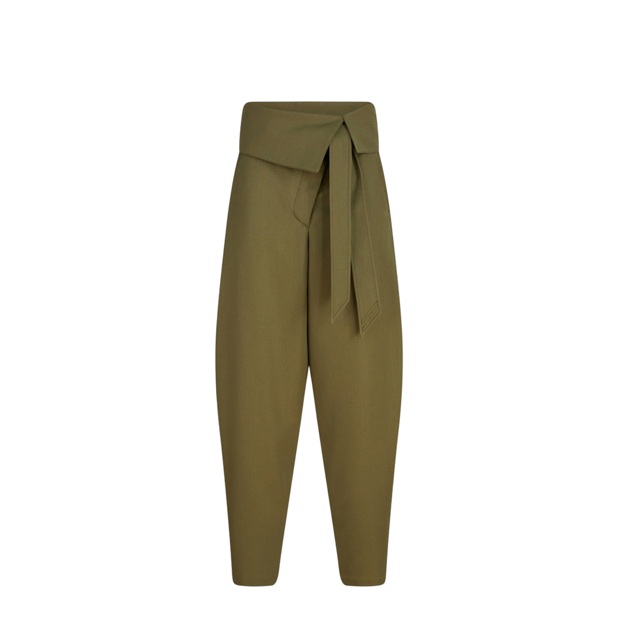Military Green Wool Gabardine Trousers - Image 1