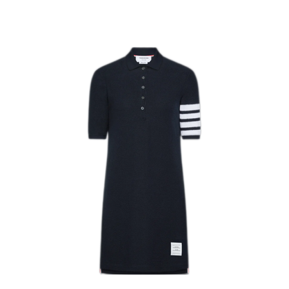 Polo Dress in Textured Pique with Eng 4 Bar - Image 1