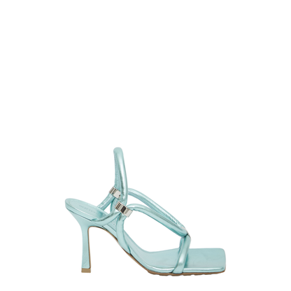 Light-Blue Leather Stretch Sandals - Image 2