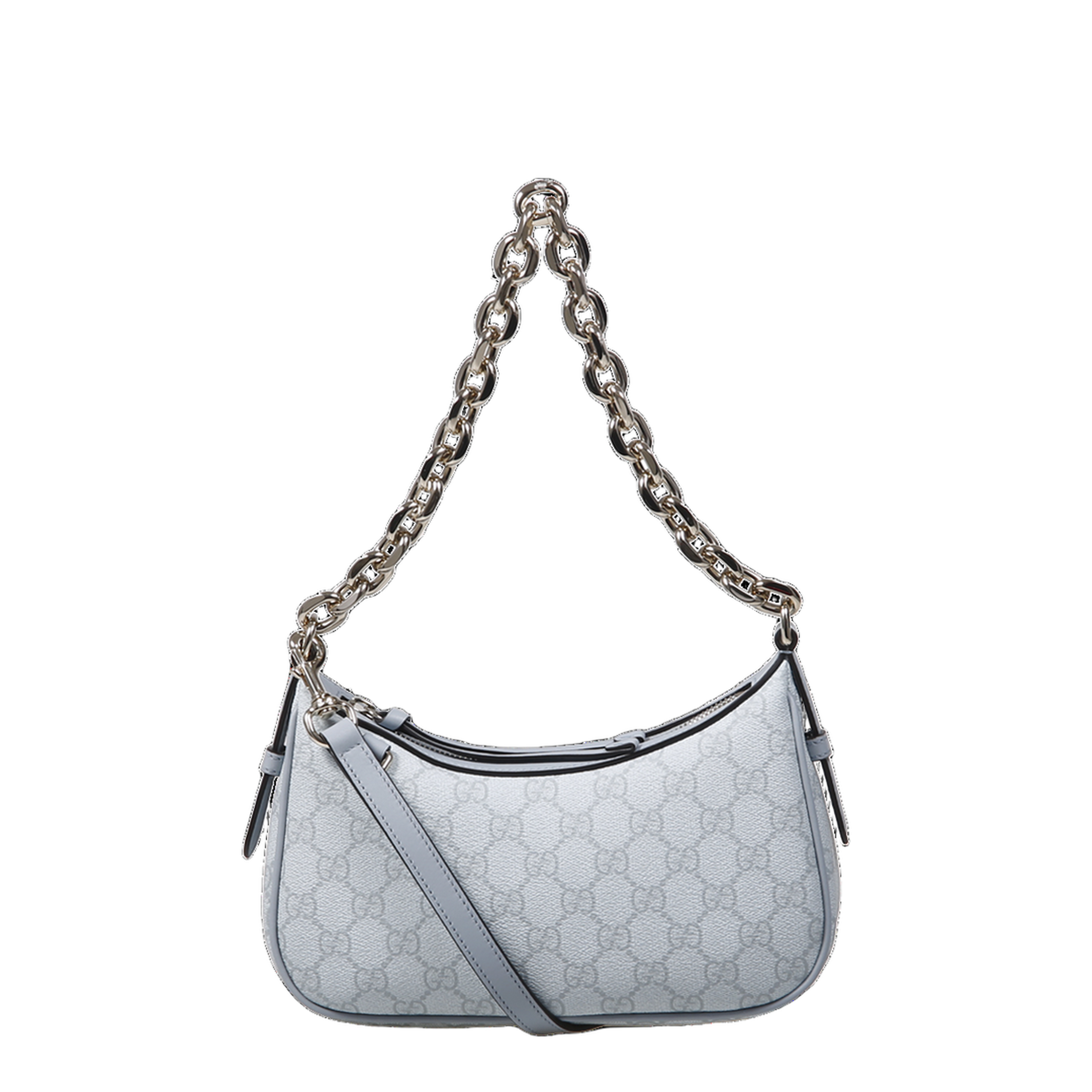 GG Emblem Small Polyurethane Shoulder Bag - Light Blue - Image 3