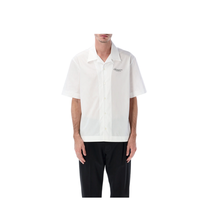 White Poplin Shirt with Logo Print - Image 1