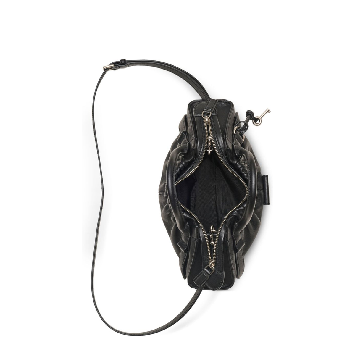 The Cristina Small Nappa Leather Satchel - Black - Image 5