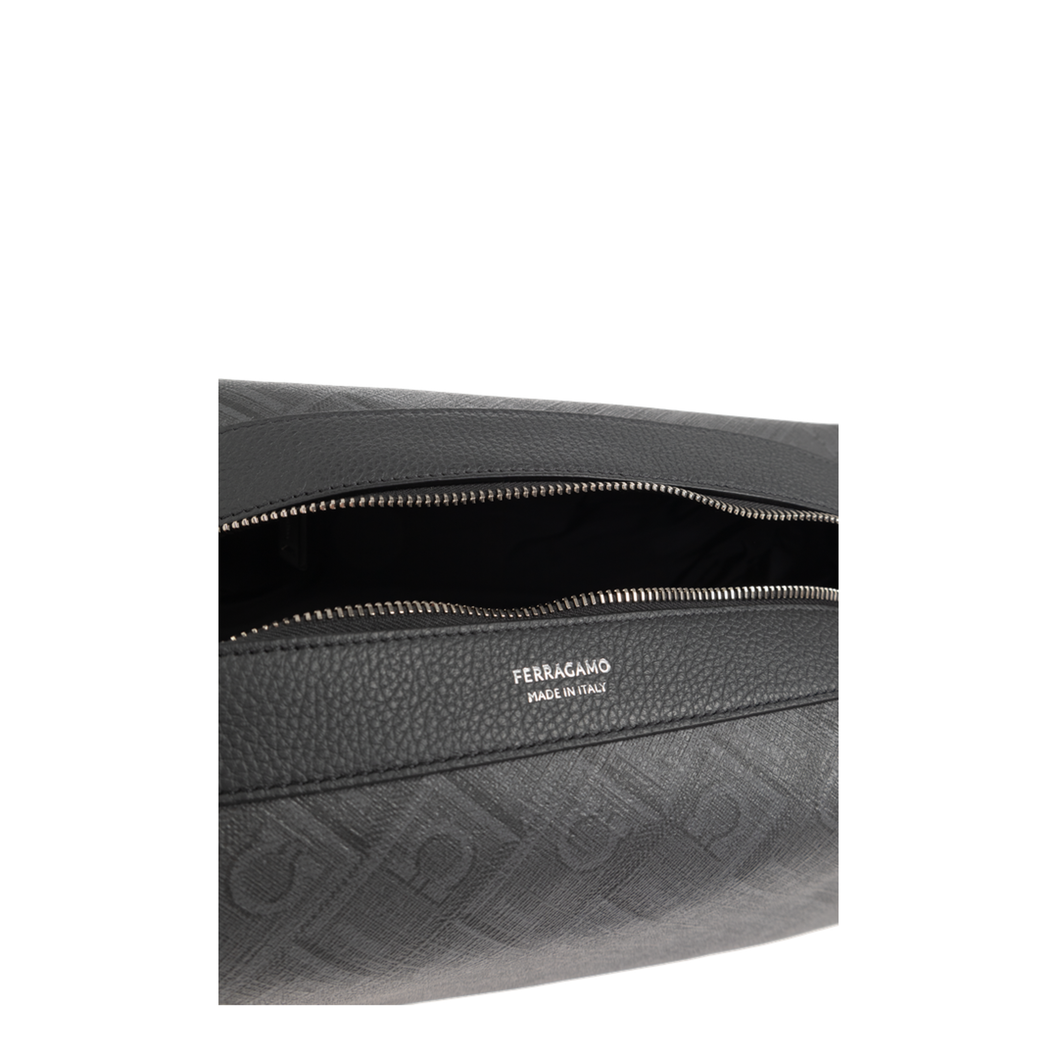 Gancini All-Over Monogram Coated Canvas Wash Bag - Nero Grigio - Image 4